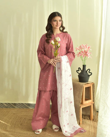 Most Viral Pink Heart  3Pcs Suit
